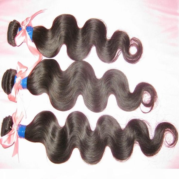 

shake head quick weave unprocessed brazilian body wave 3 bundles non remy 8a human hair bouncy weft fedex shipping, Black