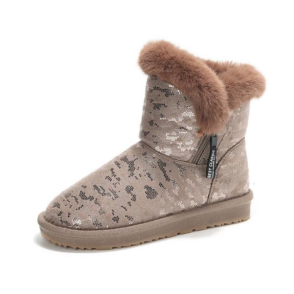 

women's snow boots 2020 winter warm plush ankle boots for woman flat shoes fashion zip ladies boot women winter boot snow shoes, Black