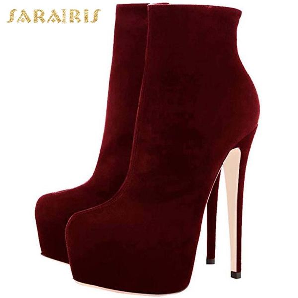 

sarairis 2021 plus size 45 thin high heels fetish booties woman shoes mature trendy pole dance boots female, Black