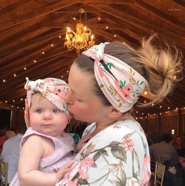 

hair accessories mommy and baby headband set floral kids bows hats women girls hairbands cross mother child caps1, Slivery;white