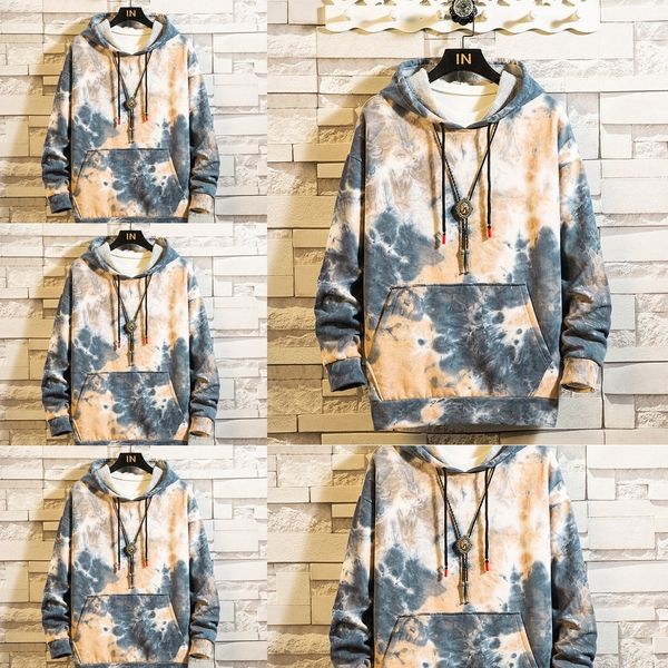 

1ad3i women's sweater casual sweatersweaterlarge size loose pullover hooded men's and coat autumn pullover tie-dyed couple's, Black