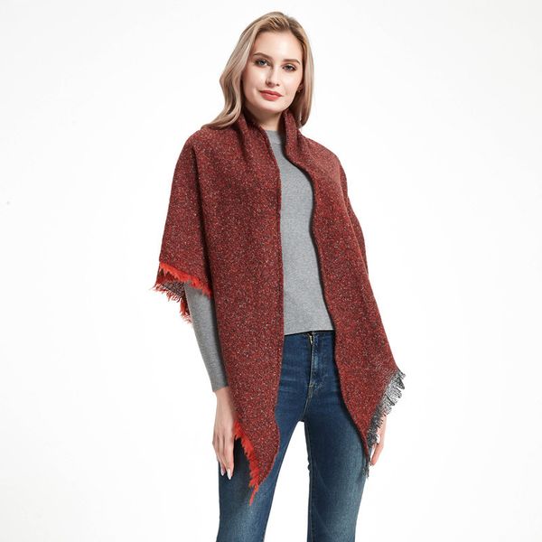 

fashion scarf 2020 autumn and winter new scarf polyester solid color barbed square scarf triangular binder female bib shawl wholesale, Blue;gray