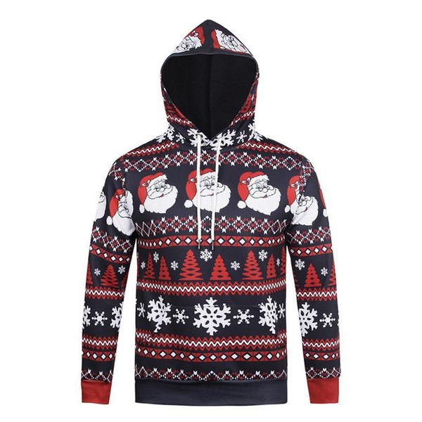 

spring and autumn models autumn winter christmas printed sweatshirt hoodie holiday sweaty man, Black