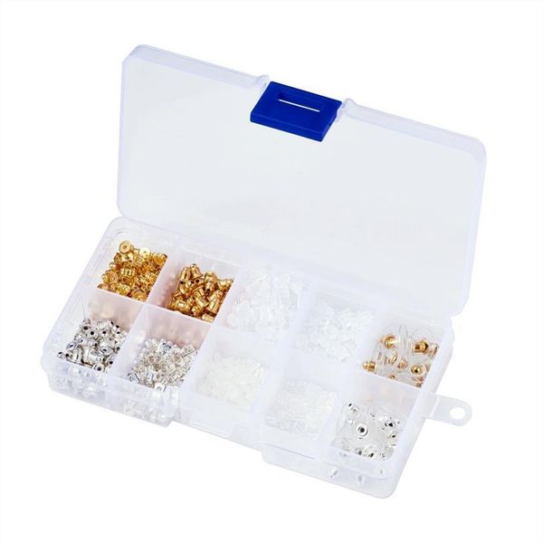 

jewelry findings sets, ear nuts sets, mixed color, 3~5x2.5~6mm, hole: 0.3~1mm; 740pcs/box jewelry jllqza, Black;white