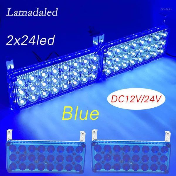 

2x24led blue super thin emergency car surface side strobe lights for ambulance fire truck led warning strobe lamp 24v1
