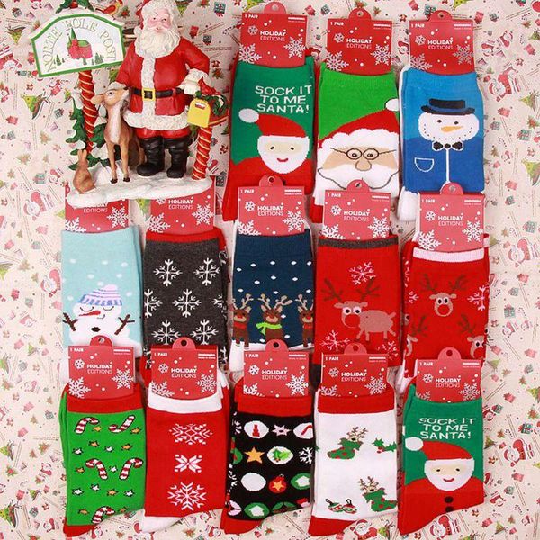 

christmas tree snow elk gift cotton happy socks peonfly new 2020 autumn winter christmas socks men funny new year santa claus, Black