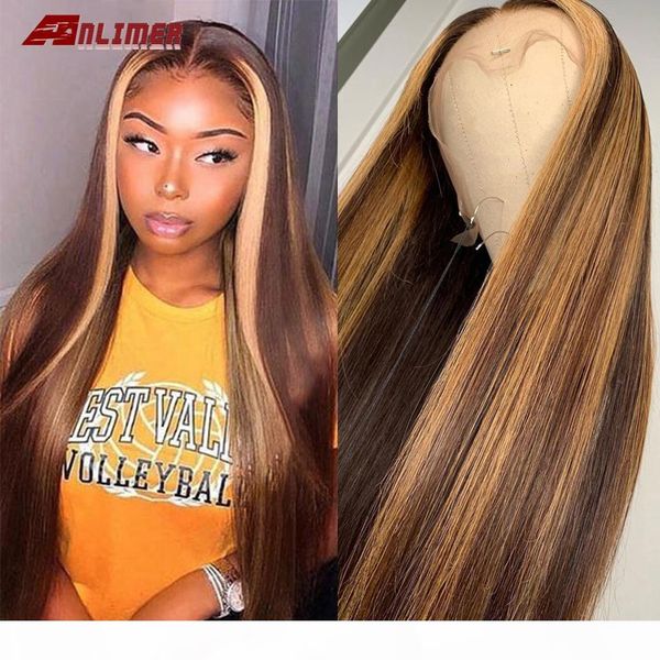 

anlimer honey blonde фронта шнурка парики highlight парик волос браун ombre human 13x6 бразильский straight фронта шнурка человеческих волос, Black
