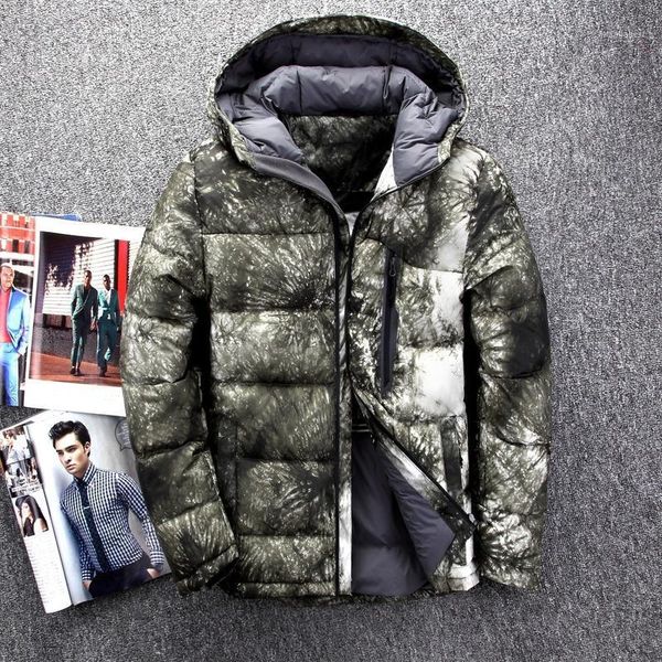 

warm fashion business 90% white duck down jackets and coats thickening camouflage windproof hooded down jacket parkas outerwear1, Black