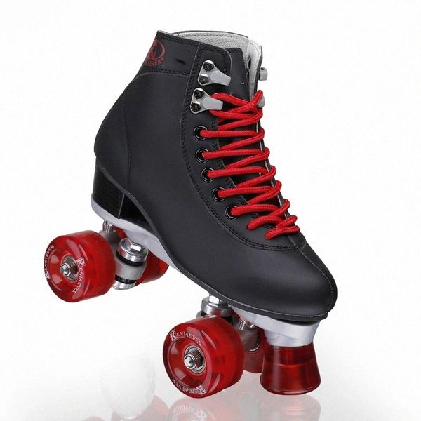 

women's roller skates black and wine red 4 wheels skates shoe high-toe quad roller skates #6h2i