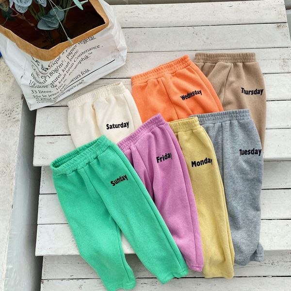 

spring boys girls letters printing sweatpants kids cotton loose sports pants children trousers lj201127, Blue