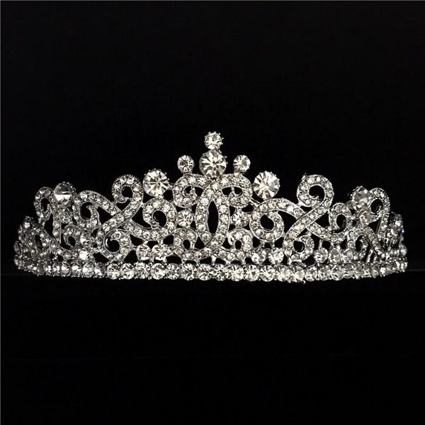 

prata luxo grande diamante casamento pageant tiara headband headpiece de noiva para a noiva joia do cabelo de cristal cheio, Golden;silver