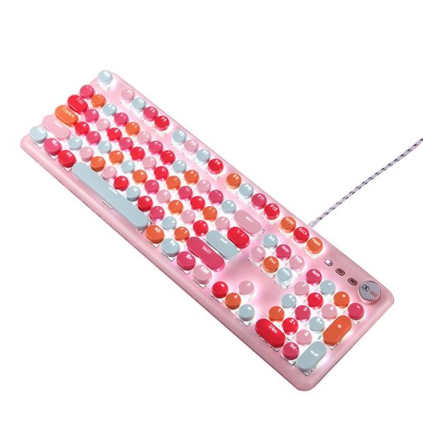 

keyboards 104 keys professional mechanical keyboard retro punk silent accessory usb wired for pc deskgaming ergonomic metal lipstick