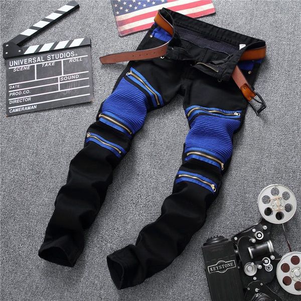 

men's hip hop jeans famous designer brands skateboard denim pants1, Blue