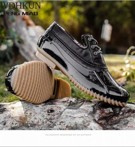 

2021 new fashion women shoes lady duck boot with waterproof rubber sole women rain boots slip-on ladies heel moccasins creerper #o02v, Black