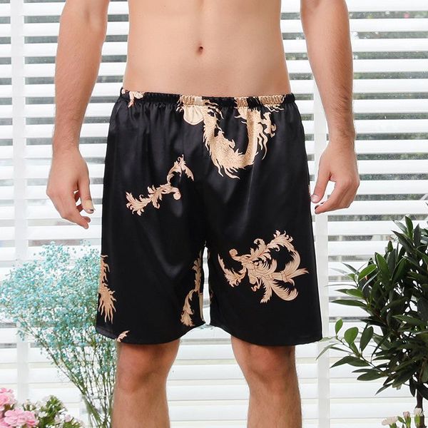 

2021 summer fashion man pajamas printing solid silk short loose male sleepwear men nightwear home clothes sleep bottoms pant 5xl, White;black