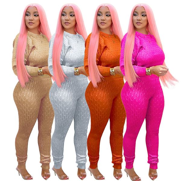 

solid color sweaters sets womens autumn long sleeve o neck sweater and pencil fashion casuall women two peice outfit, White