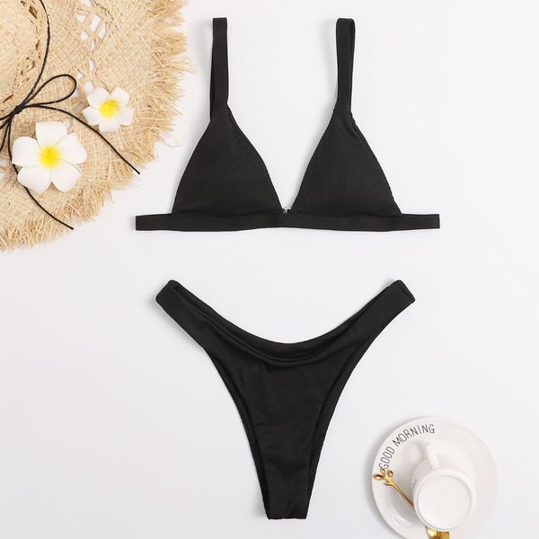 

bikinis 2021 women brazilian bathing suit swimsuit solid swimwear thong swimming suit for women, White;black