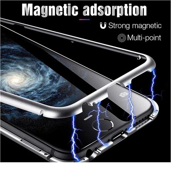 

magnetic adsorption metal case for iphone 12 11 pro max se 2 tempered glass back case for iphone xs bbywck