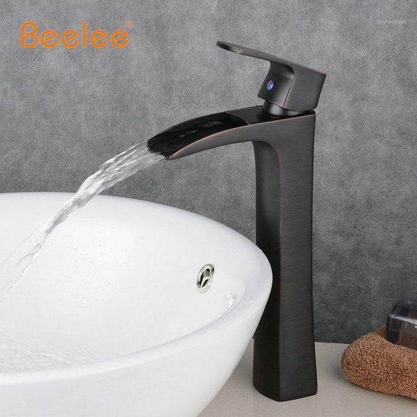 

bathroom sink faucets beelee black and white deck mount waterfall faucet vanity vessel sinks mixer tap cold water bl0556nh1