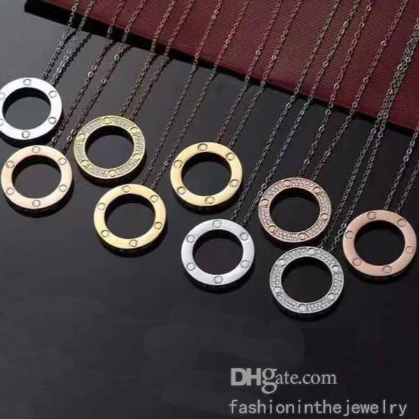 Jóias de colar de moda jóias engajamento de luxo prata esterlina rosa ouro rosa platina diamante anel de pingente de pingente 45cm para minha esposa 3 irmãs de 8 a 12