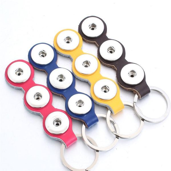 

10pcs/lot new leather snap button keychains diy 18mm snap keyring holder keychain fit 18mm 20mm snap buttons qylink, Silver