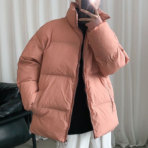 

men's casual warm parkas women's oversize winter coat men thicken zipper japanese style parka kg-430, Black