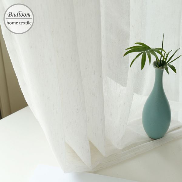 

basic style white voile curtain for bedroom linen-looks gauze solid tulle curtains for living room beautiful sheer curtains