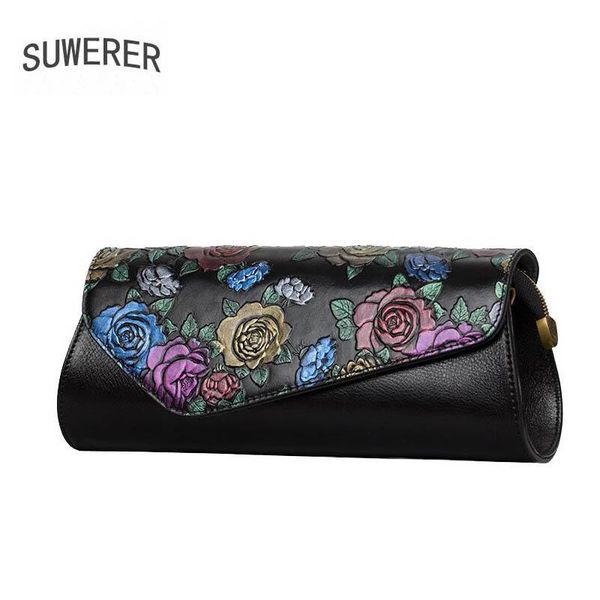 

suwerer 2020 new genuine leather women bags for women luxury rose embossed handbags bags designer clutch bag shoulder bag