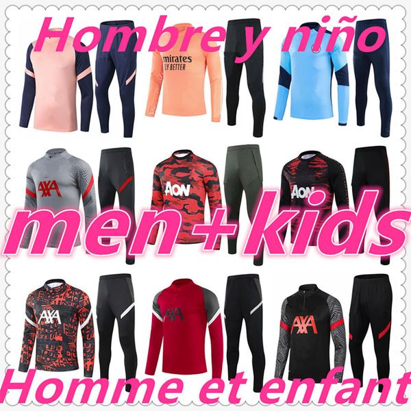 

chandal futbol mens and kids survetement foot soccer jerseys soccer tracksuit mens football jersey training jogging tuta jacket, Black