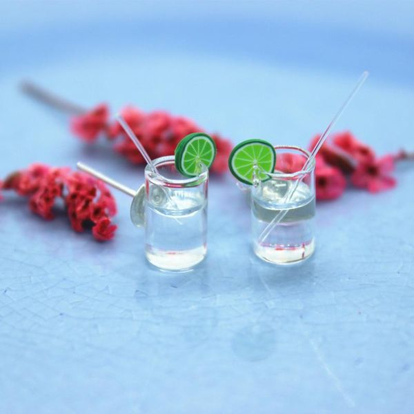 

1pair small exquisite taste lemonade cup earrings summer personality diy gifts jewelry ladies fashion creative funny accessories, Golden;silver