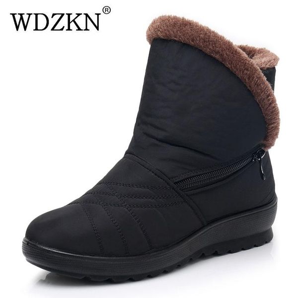 

boots wdzkn 2021 fashion women snow thick plush ankle for winter warm shoes non-slip waterproof, Black