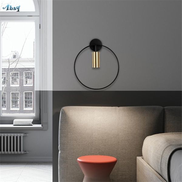 

nordic luxury line wall lamps mirror headlight modern aisle corridor bedroom bedside wall sconce lights round home deco fixtures