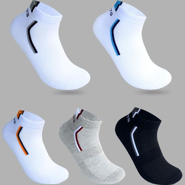 

men's socks 5 pairs/lot men stretchy shaping teenagers short sock suit for all season non-slip durable male hosiery, Black