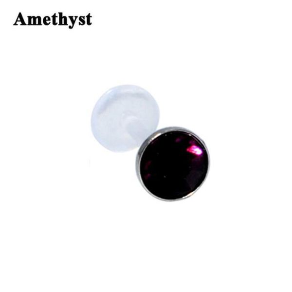 

1pc acrylic flexible bioplastic crystal labret lip ring cz gem ear helix tragus cartilage studs piercing body piercing jewelry q jllody, Silver