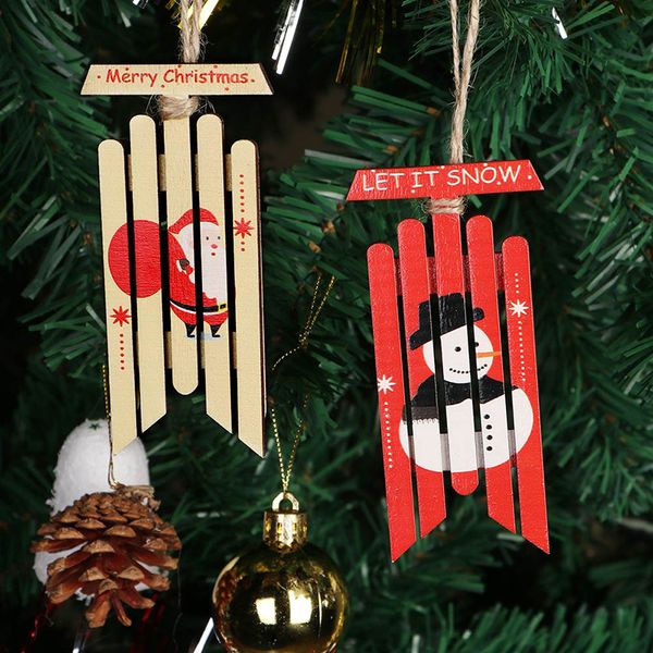 

merry christmas wooden snowman santa pendants xmas tree hanging decoration party supplies gifts for kids assorted color jk2011ph