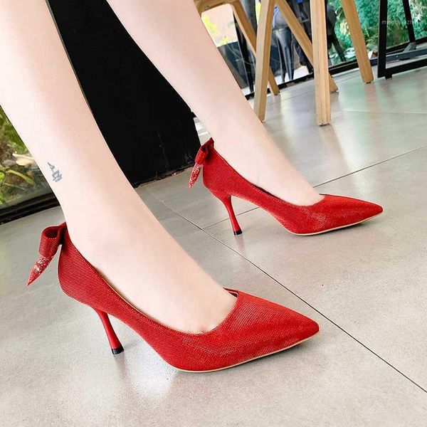 

dress shoes bow stiletto heels women sequin high party glitter pointed toe pumps heel single 8 cm1, Black