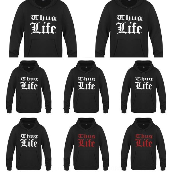 

sprsk fleece men's rap life tupac 2pac rock rap rock men's thug life hoodie hoodie tupac 2pac fleece thug dy6tj, Black