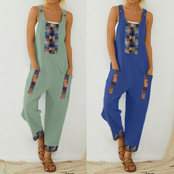 

30h jump suit women casual oversized bodysuit boho print pocket jumpsuit romper long playsuit strap button jumpsuit dropshipping, Black;white