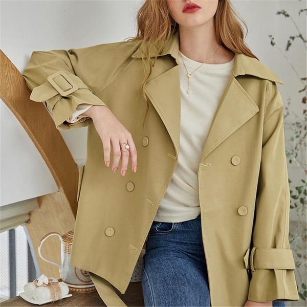

2021 new autumn fashion women overcoat loose ladies coat solid color casual elegant button female outerwear, Tan;black