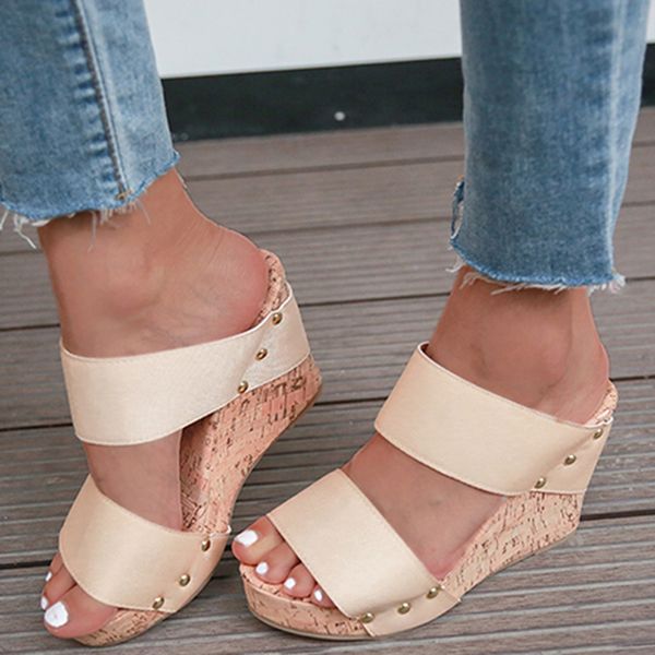 

women comfy slippers wedge sandals thick bottom wedge shoes for women indoor home slippers beach fashion retor platform sandals y200706, Black