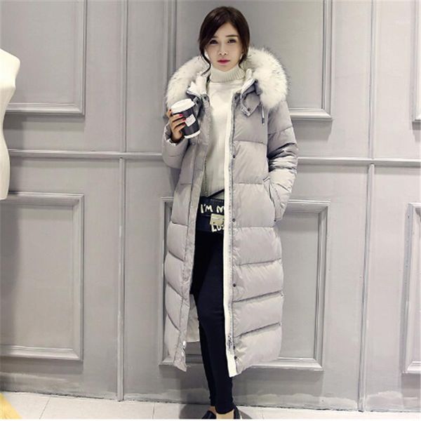 

white duck down winter coat women's slim long parka jackets coats overcoat jacket women plus size thick down parkas1, Black