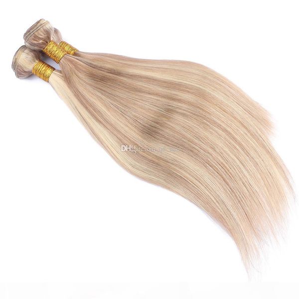 

piano color 27 and 613 virgin human hair extensions 3pcs honey blonde mix with blench blonde silky straight 3bundles for woman, Black