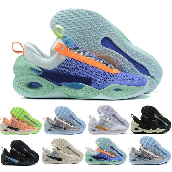 

mens davis cosmic unity amalgam basketball shoes green glow light grey blue orange sports athletic sneakers us7-12