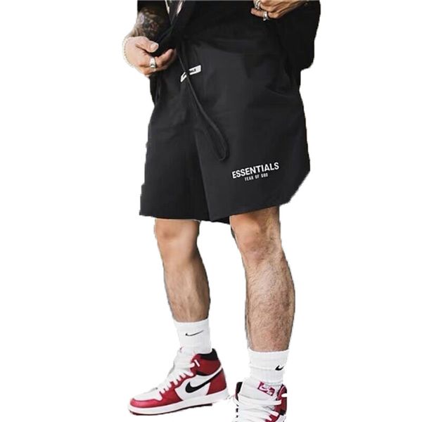 

vintage fashion casual fear of god sport essentials reflective shorts waist fog street 2021 outdoor 19ss shorts elastic loose short pan qlql, Black