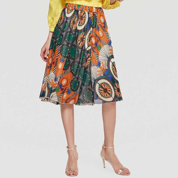 

female printed skirt fat women large size bohemian midi long beach skirt a line plus size chiffon skirt with elastic wholesale, Black