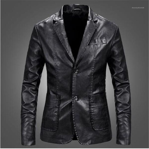 

men's leather & faux men blazer sheepskin 2021 spring and autumn fashion male suit genuine coat slim pocket teenage boy p011, Black