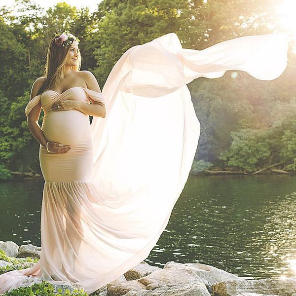 

maternity dresses women pregnants pography props off shoulder sleeveless solid dress fancy pregnancy po props1, White