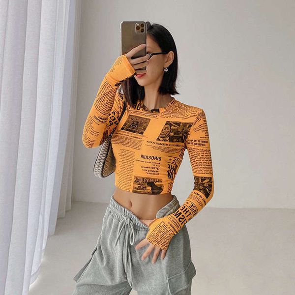 

for new t-shirt with print short navel fall, Black;gray