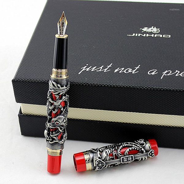 

luxury jinhao dragon metal office school stationery supplies ink iraurita fountain pen 0.5mm nib pens1 pens