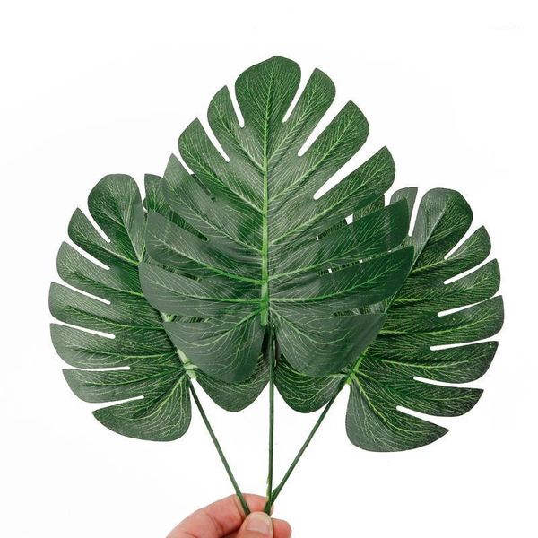 

decorative flowers & wreaths 10pcs artificial plants tropical palm leaves green monstera for home diy kitchen party office store decorations